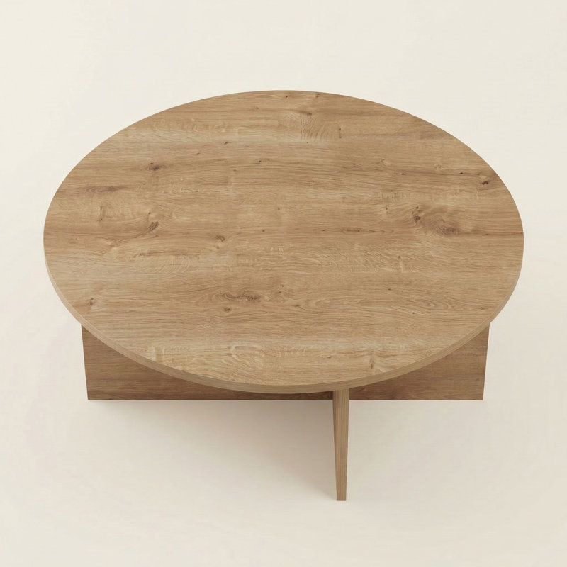 Ellington 35" Wide Round Coffee Table, Sapphire Oak