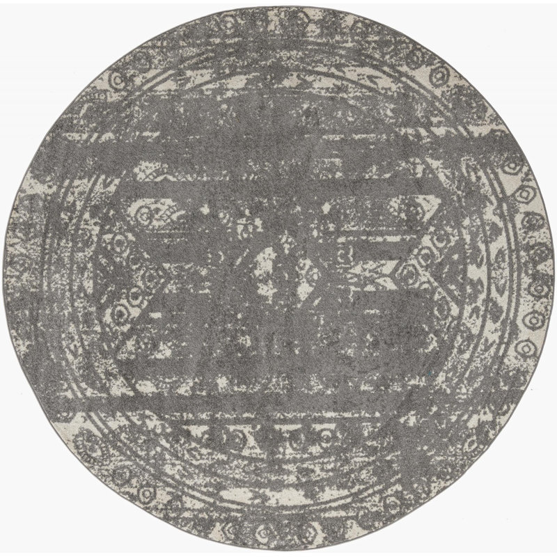 Geometric Indoor Rug, Round 9'10"