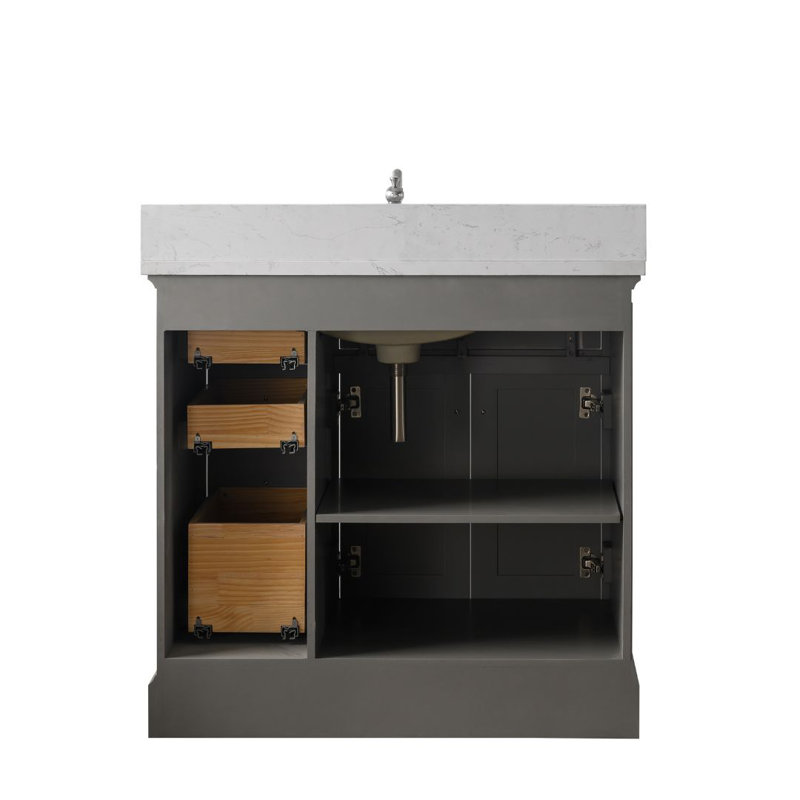 Ensemble de meuble-lavabo simple 36 po Currahee, Gris / Nickel brossé