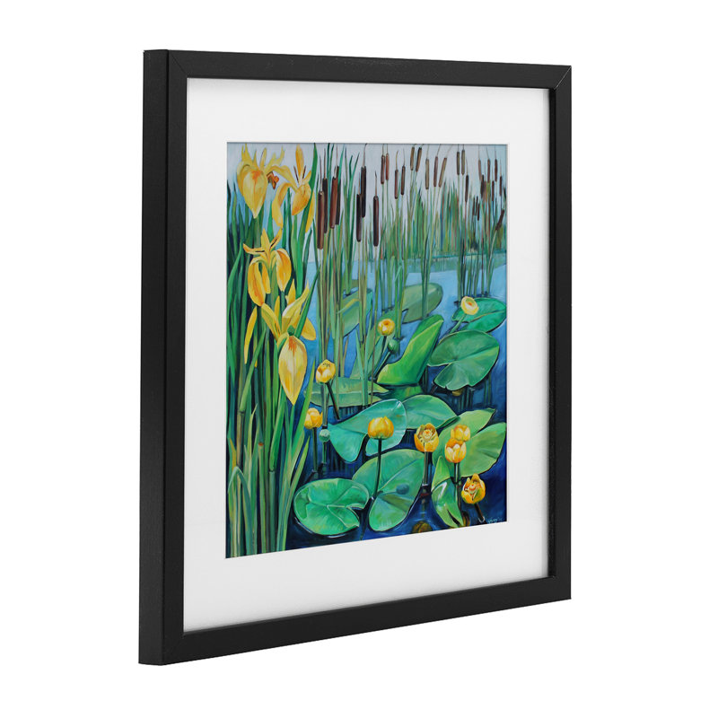 «Blooming Water Lilies Pond», reproduction encadrée sous verre, design par Violeta Vollmer, H 13 po x l 13 po