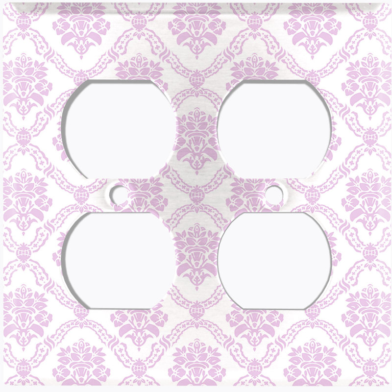 Patterned 2 - Gang Toggle Light Switch Standard Wall Plate, Pink/White