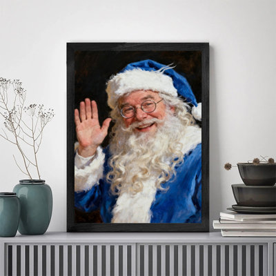Black Framed Vintage Santa Wall Art - Outfit Festive Classic Decor Framed Prints