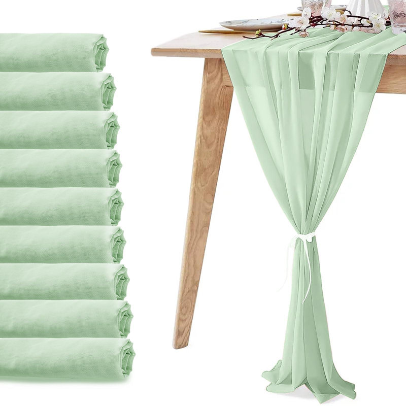 Chemin de table en mousseline de soie, Sage Green