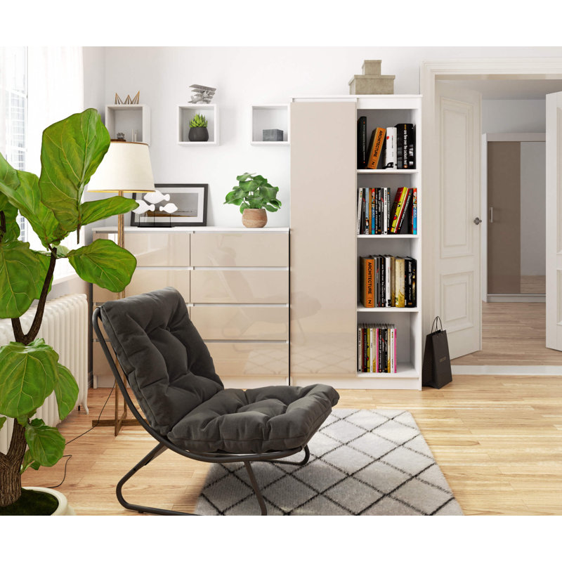 Alexondra 180 cm H x 80 cm W Standard Bookcase, Cappuccino/White