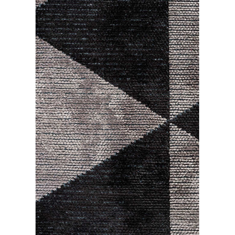 Rapture Silver/Black Geometric Luxury Area Rug, Rectangle 7'10" x 11'2"
