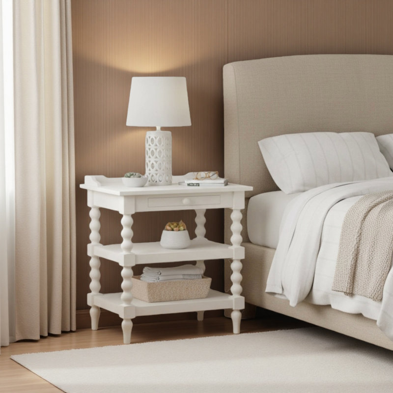 Table de chevet blanche antique