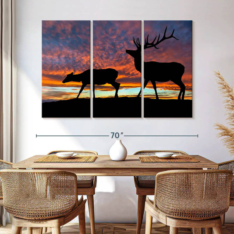 Brampt Elk Sunset Silhouette, 42" H x 65" W