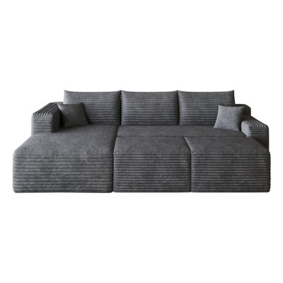 Compression Sectionals 95 Inch Plush Corduroy Modern Sofa For Home