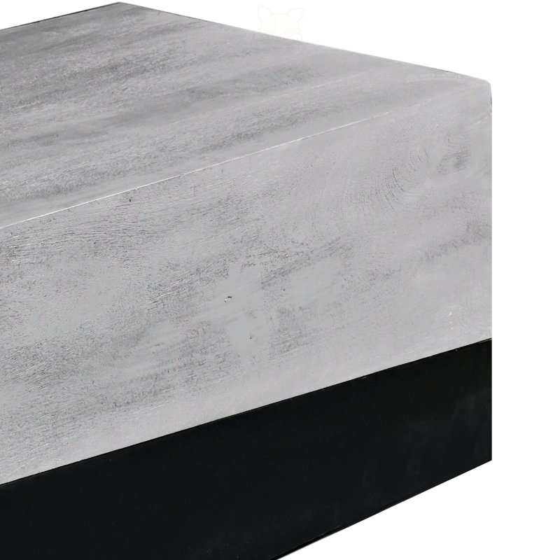 Caelin Industrial Rectangular Coffee Table With Wooden Frame, 17" H  x 45" L x 24" W, Gray