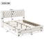 EU King (160x200cm) Velvet Storage Bed with Drawers, Smart LED Headboard with Nailhead Trim & USB Ports,  Beige
