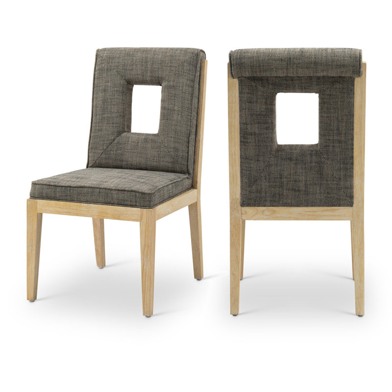Chaise d'appoint Flore, Tissu gris texturé en lin, Naturel