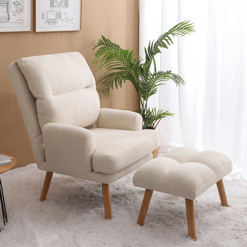 Flâneuse rembourrée, Mélange de lin beige