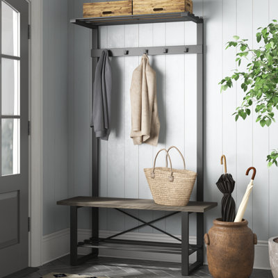 Telles Hall Tree 47.25'' Wide with Bench and Shoe Storage