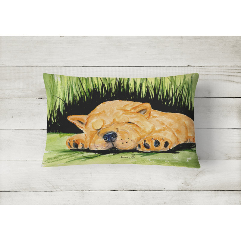 Coussin décoratif intérieur/extérieur brun/vert chow chow