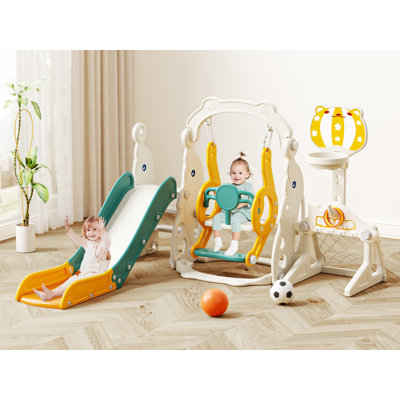 6 In 1 Toddler Slide And Swing Set, Toddler Indoor Outdoor Playset, Kids Slide For Toddlers Age 1-3