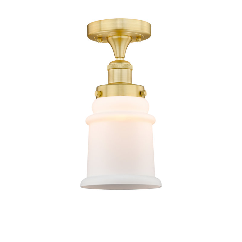 Alvi Glass Semi Flush Mount, Matte White, Satin Gold