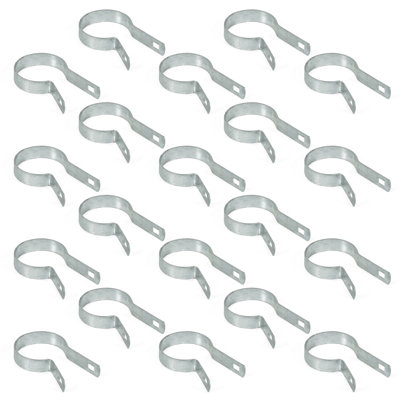 Bande de tension argentée galvanisée pour poteau de diamètre extérieur de 2-3 / 8 po avec boulon et écrou, pièces de clôture à mailles de chaîne robustes, quincaillerie pour clôture à mailles de chaîne, barrière, poteaux, paquet de 20