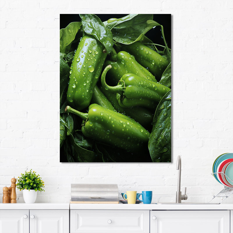 «Jade Green Pepper Légume I», reproduction d'art sur toile, 20" H x 12" W, Toile tendue