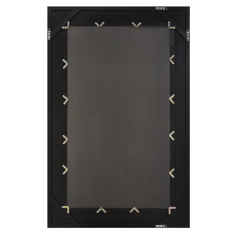Oversized Black Geometric Wood Frame Wall Mirror