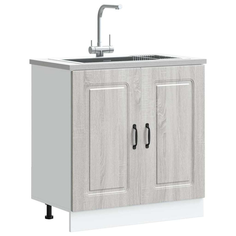 Sink Base Cabinet Kalmar 80X46x81.5 Cm Engineered Wood, Grey Sonoma