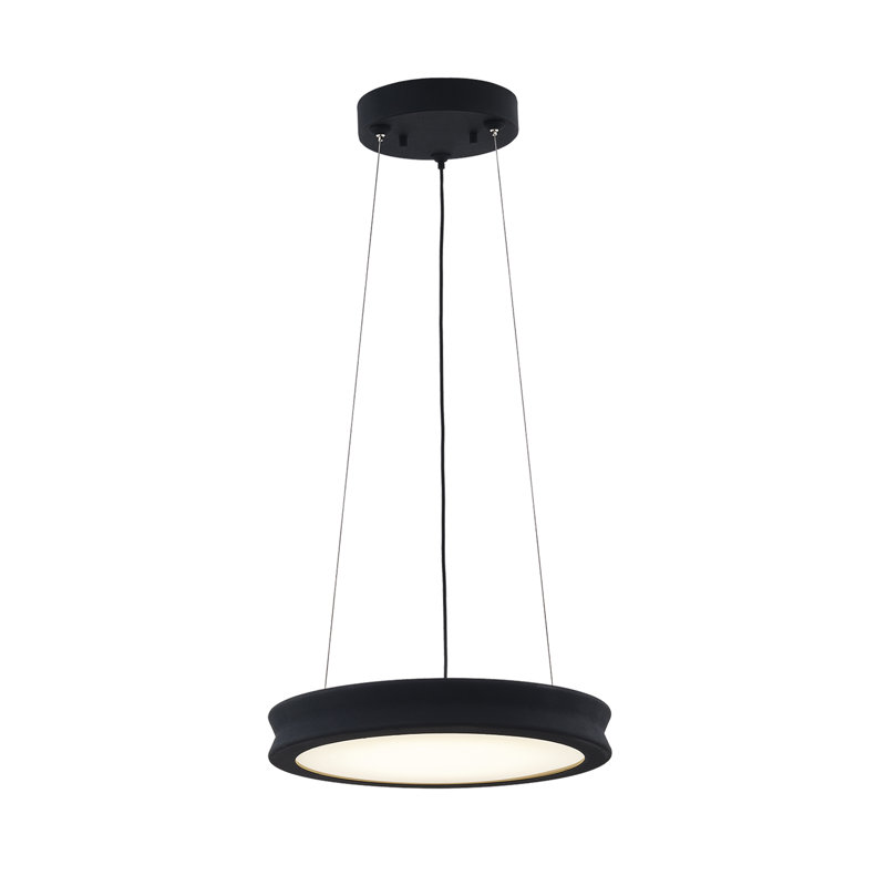 Brimstone 1 - Light LED Unique/Statement Pendant, 3" H x 16" W x 16" D, Matte Black