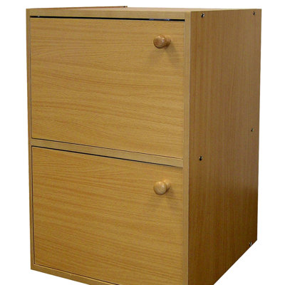 Bibliothèque en bois de 61 cm de haut avec 2 portes - Protégez votre collection - Finition naturelle - Fabriquée en bois d'hévéa - Convient à différentes pièces - Étagère haute en bois laqué - Ajoute de l'espace au bureau, au salon, à la chambre -