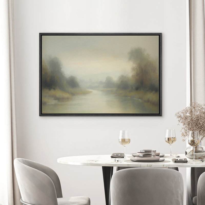 Reproduction d'art sur toile encadrée - paysage rétro, salon, décor de ferme moderne, H 16 po x l 24 po, Noir