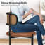 Ensemble de 4 chaises de salle à manger en rotin naturel avec une conception ergonomique et une structure en métal robuste pour une assise confortable-490700209-490700174