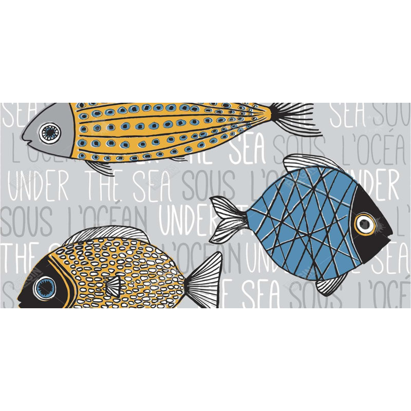 Fishes' illustration - 15.75"x31.50" Desk mat