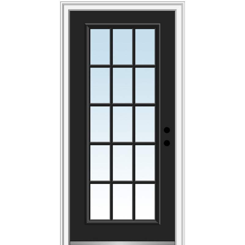 Porte d'entrée pré-montée, S'ouvre à gauche vers l'intérieur, H 81,75 po x l 37,5 po x P 4,56 po, Noir
