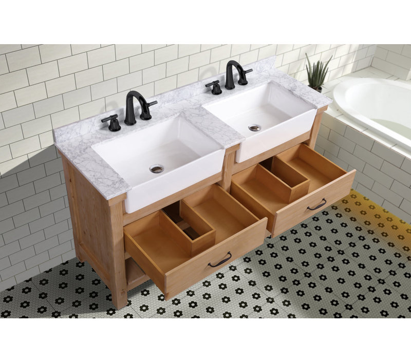 60'' Double Bathroom Vanity with Marble Top