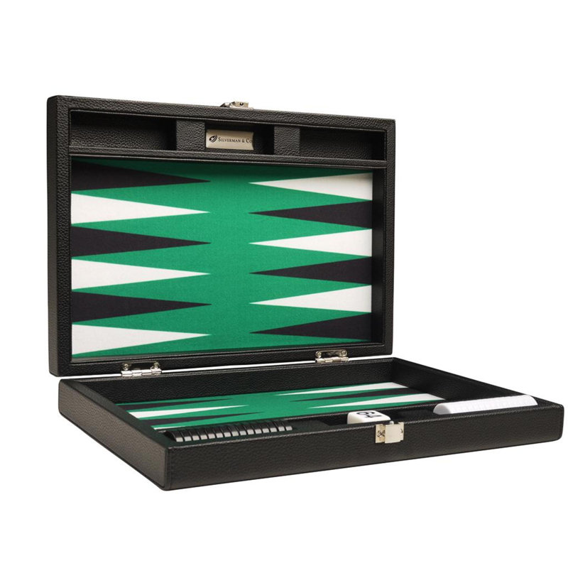 Silverman & Co. 2 Player Wool / Felt Backgammon, Black/White