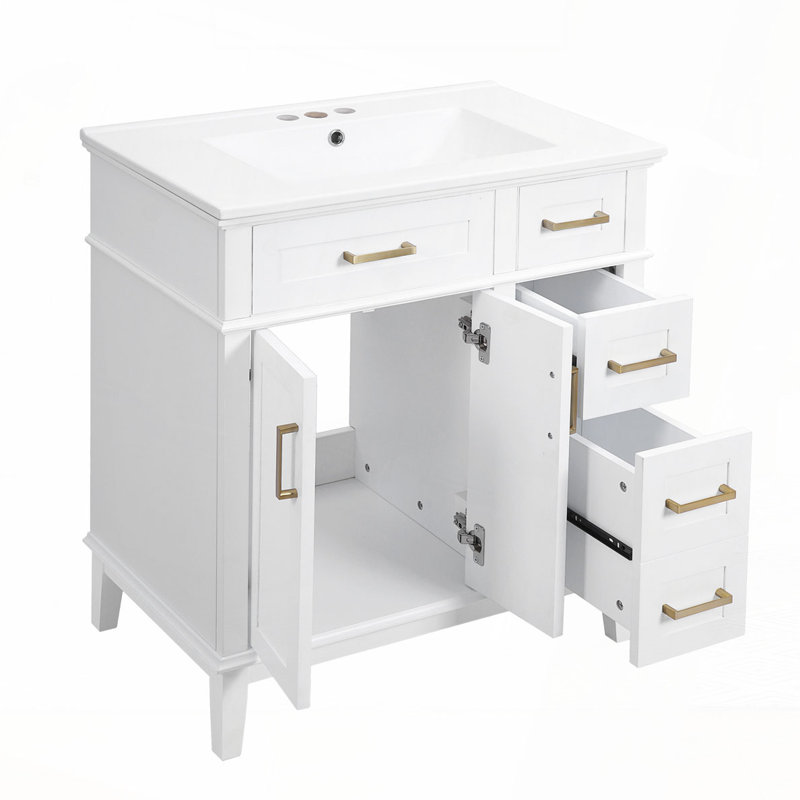 Meuble-lavabo 30 po avec lavabo en céramique, Blanc