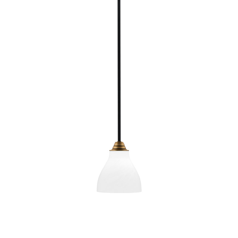 Luminaire suspendu suspendu Paramount avec verre de 6,25 po, Verre marbré blanc, Noir mat / laiton