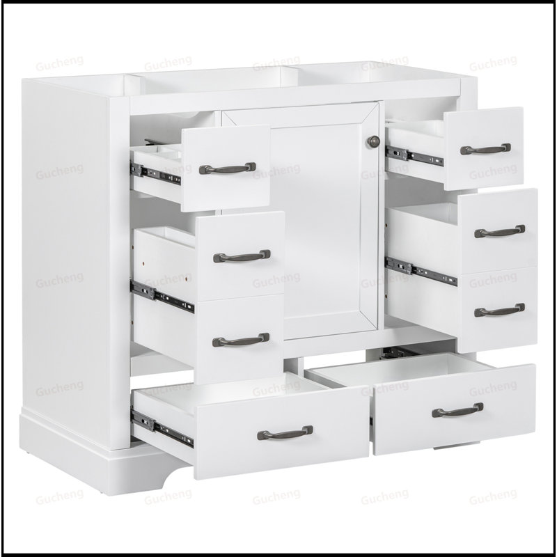 36"Bathroom Vanity With Adjustable Shelf,Cabinet Base Only, White