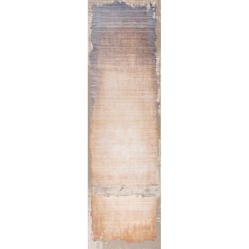 Tapis beige tissé à la machine Harville, Tapis de couloir 2 pi 3 po x 6 pi