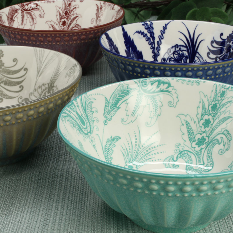 Assorted Color Ceramic 6" Soup and Dessert Bowls Set of 8