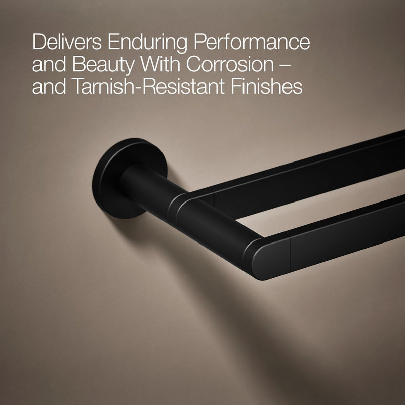 24" Wall Mounted Double Towel Bar, Matte Black