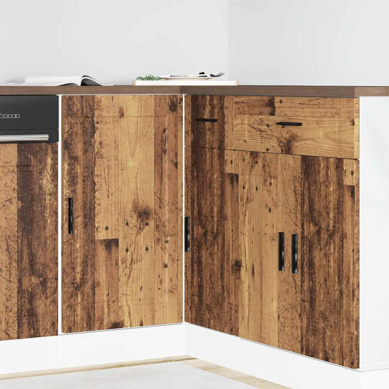Latitude Run Kitchen Corner Base Cabinet Porto Engineered Wood, old wood