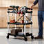 Chariot utilitaire, capacité de 136 kg, chariot de service pliable à 3 niveaux avec roues pivotantes à 360° (dont 2 avec freins), robuste, équipé de plateaux et d'un porte-outils latéral, idéal pour le rangement d'outils dans un garage, un entrepôt ou un atelier.