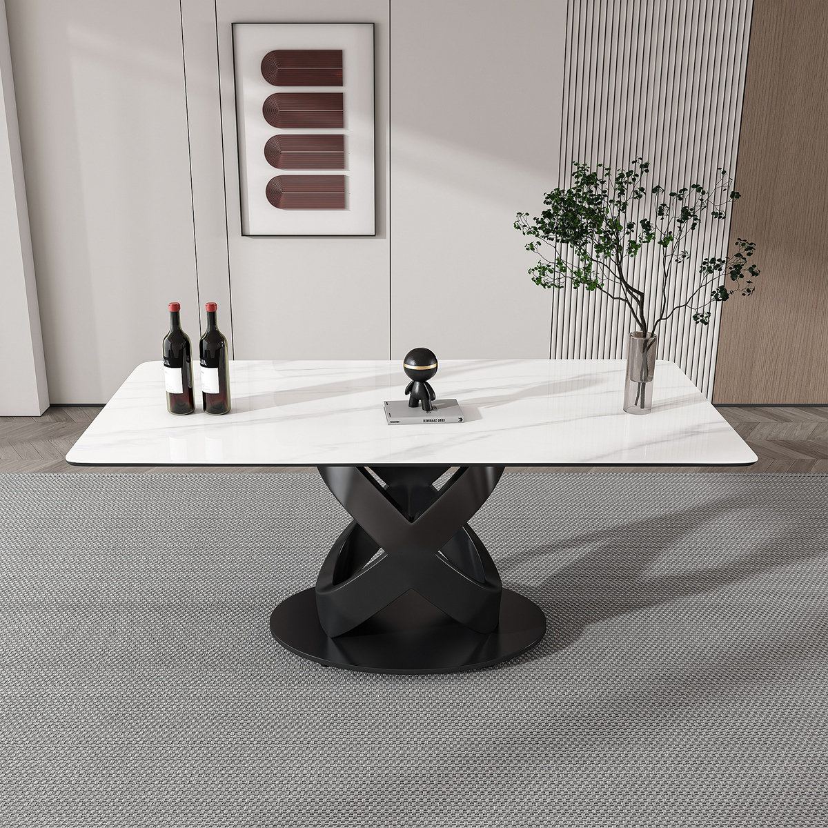 Brayden Studio 71" Rectangular Dining Table With Sintered Stone Top ...
