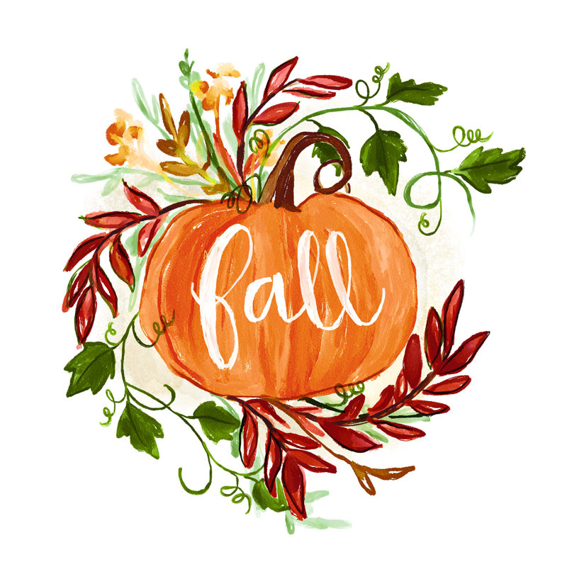 «Fall Pumpkin Vines» - reproduction sur toile tendue, H 12 po x l 12 po