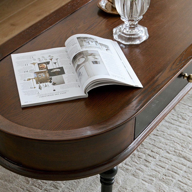 Table basse 47,24 "en bois massif et ovale en bois manufacturé