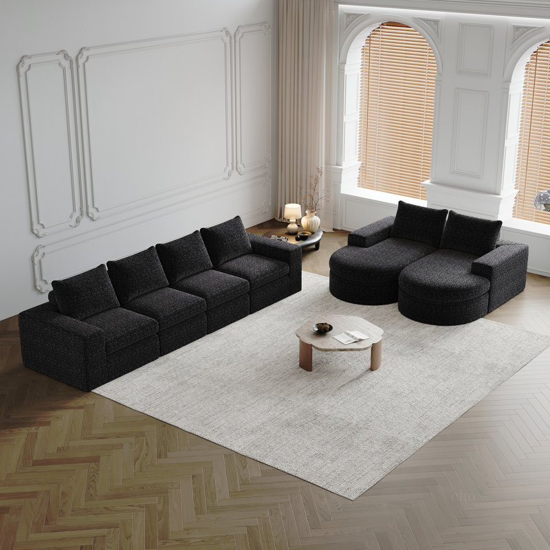 Canapé modulaire Chenille Cloud, Chenille noir