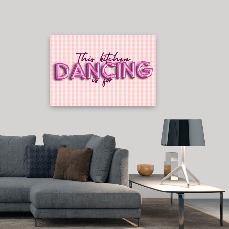 Affiche murale contemporaine lilas « Danse dans la cuisine », H 32 po x l 48 po