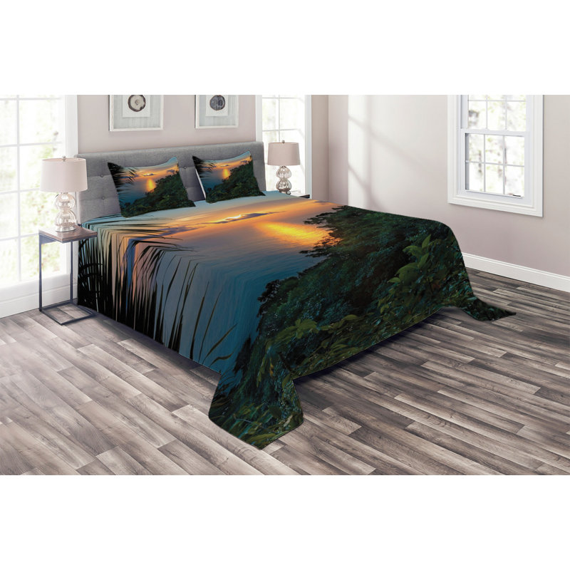 Forest Coastal Polyester Coverlet, King Bedspread + 2 Shams