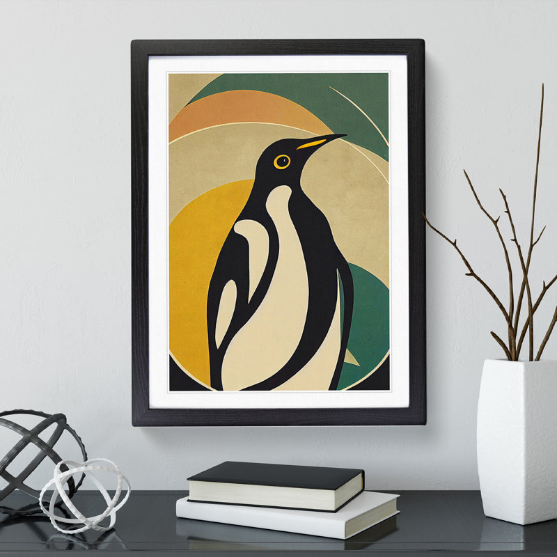 Modern Abstract Penguin No.5 - Framed Print, Black, 64cm H x 46cm W x 2cm D