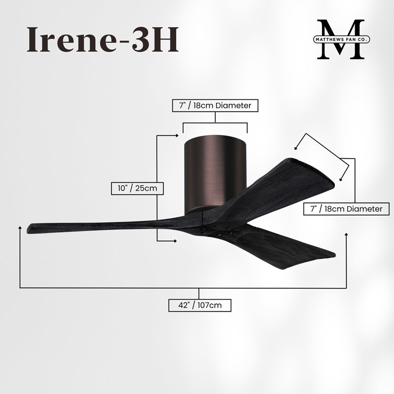 Irene Ceiling Fan, Brushed Bronze, Matte Black, 42"