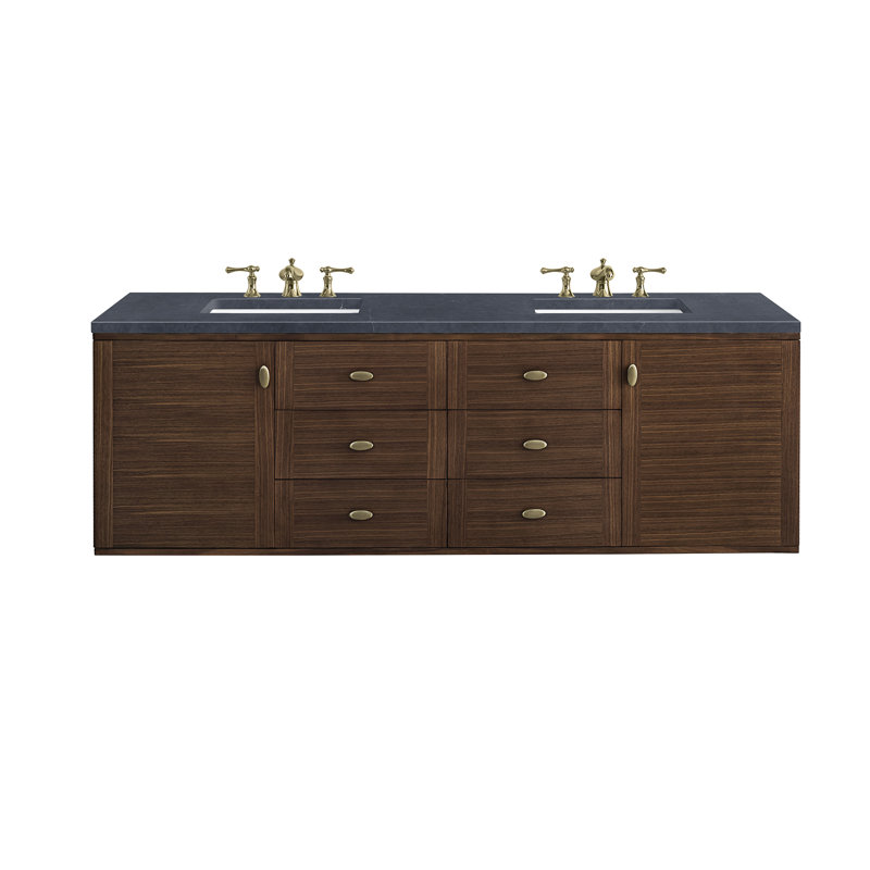 Amberly 60" Double Bathroom Vanity Set, Charcoal Soapstone, 8" Widespread, 72"