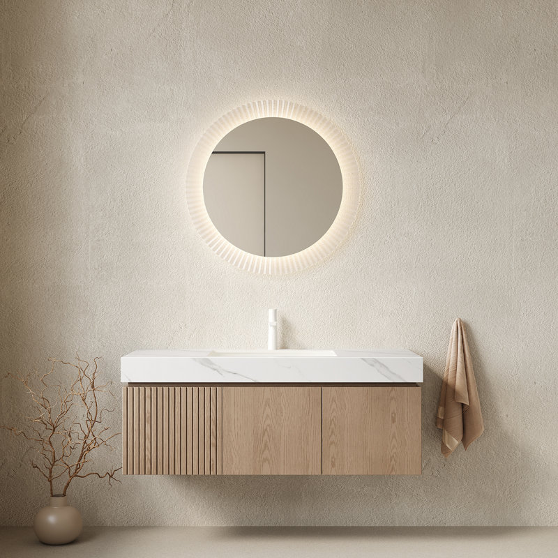 Meuble-lavabo 48 po, Blanc de Carrare / brun clair